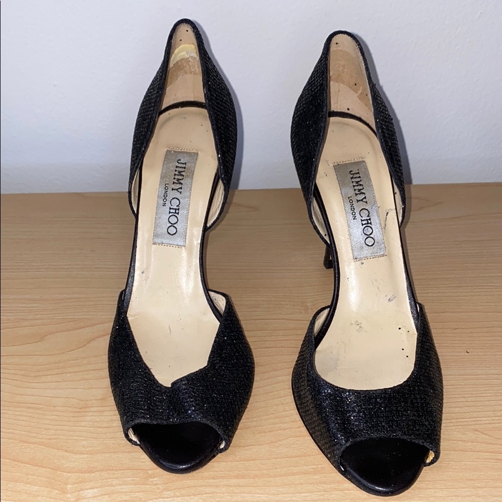 Jimmy Choo Glitter Black Heels